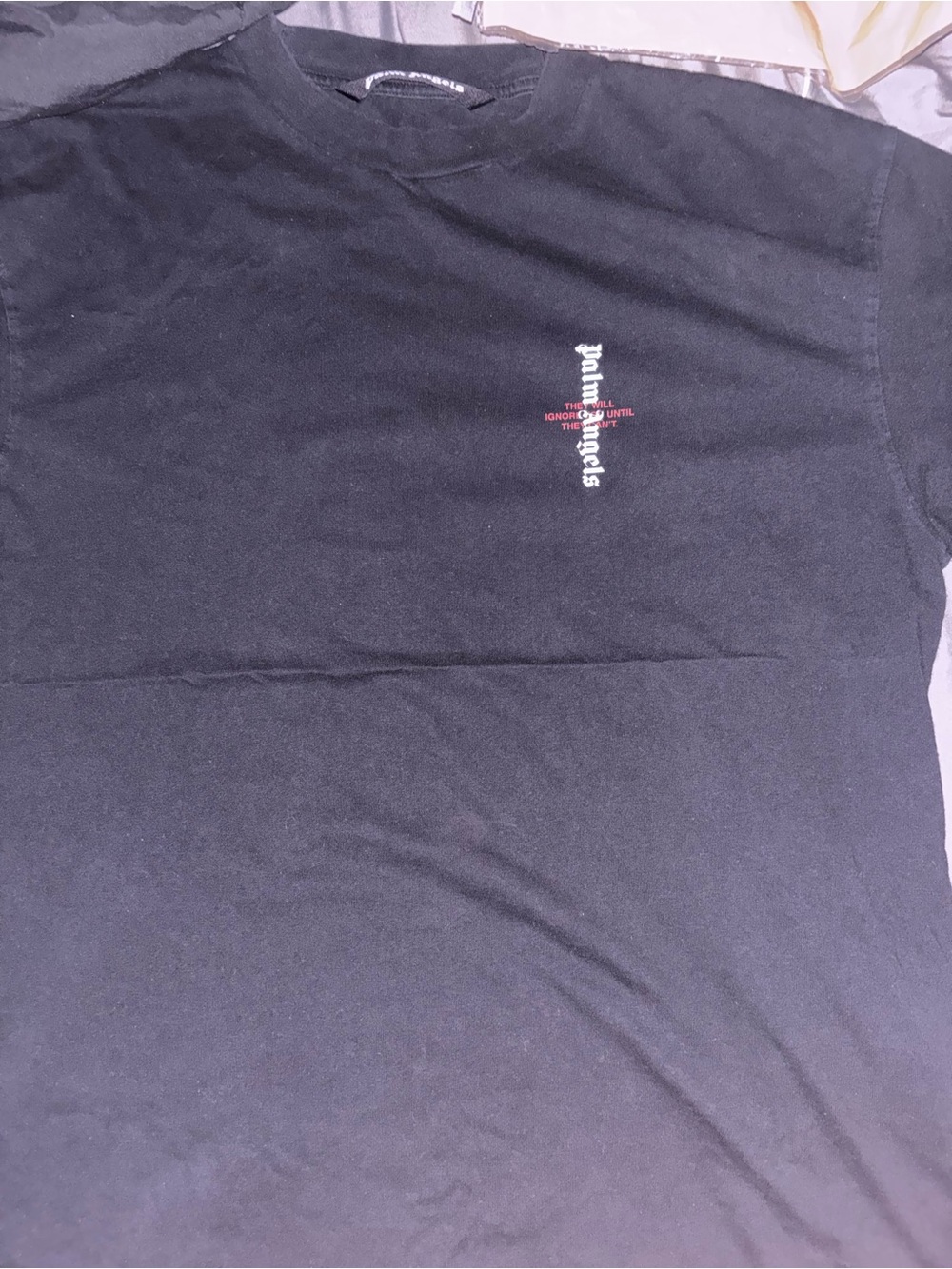 Palm Angels Black Short-Sleeve Crewneck T-Shirt with Vertical Logo